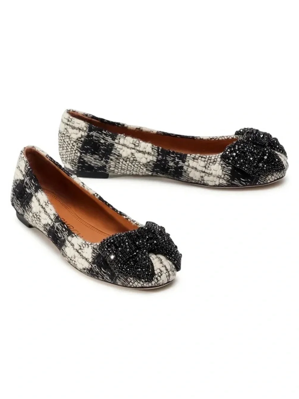TORY BURCH |  CRYSTAL BOW BALLET~  WOOL CASTRES ~ Size 9